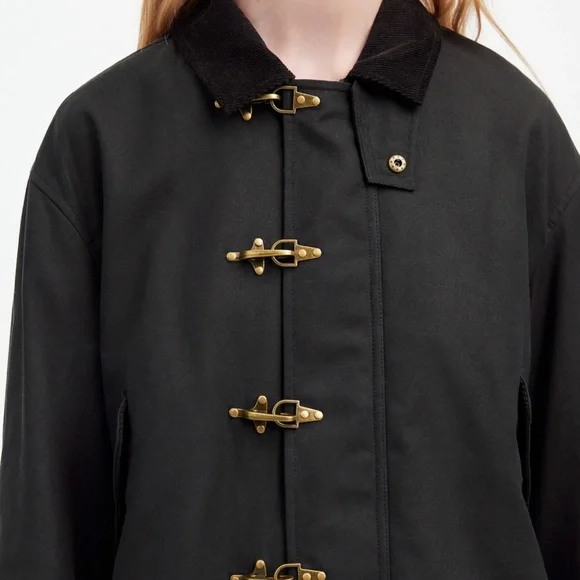 New Madewell x Alpha Industries Size L Waxed Cotton Car Coat Black $265 NS730 - Picture 3 of 6